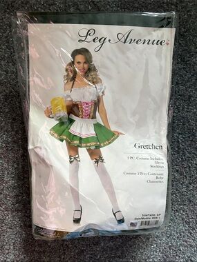Leg Avenue Gretchen Dirndl Costume - Green, White & Pink Accents